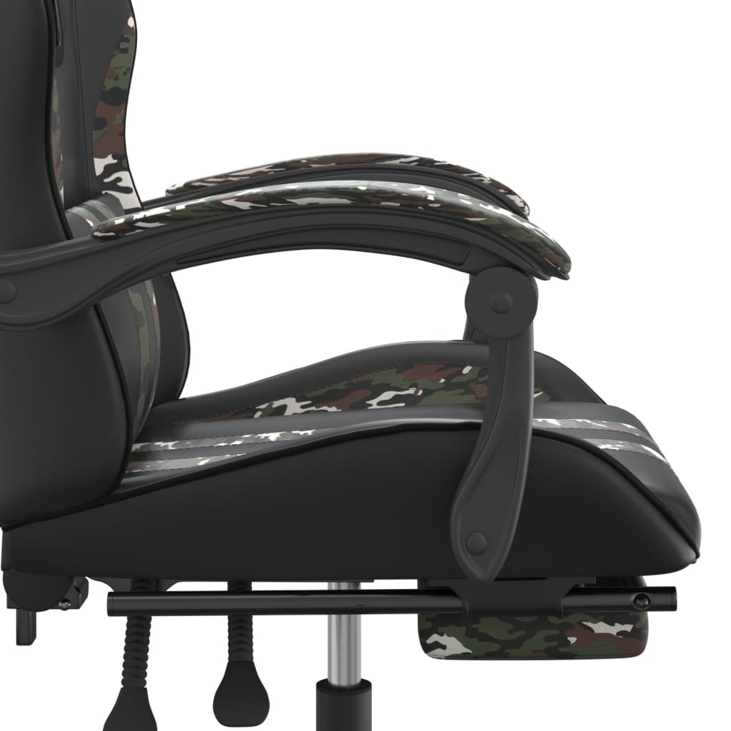 Chaise de jeu avec repose-pied Noir et camouflage Tissu