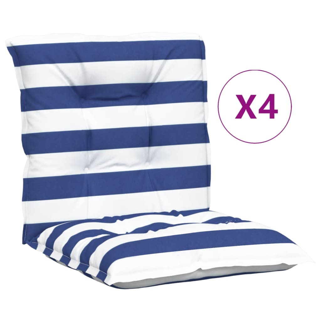 NiedriglehnerAuflagen 4 Stk. Blau & Weiss Gestreift Stoff